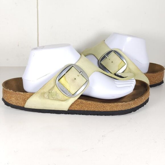 Birkenstock Women's Gizeh Big Buckle EU42 US11 Nubuck Faded Lime Thong Sandals - Picture 8 of 16